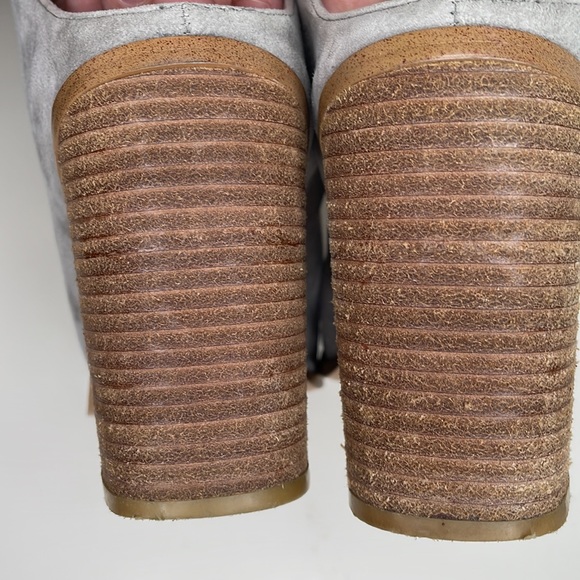 Steve Madden Nollla suede open toe stack heel mules bootie in pewter, size 9.5 - Picture 4 of 10